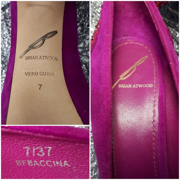 B. Brian Atwood Suede Baccina Pump Magenta Heels 7 - Picture 5 of 8